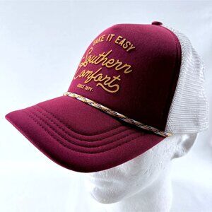 Southern Comfort Take It Easy Maroon White Snapback Trucker Baseball Cap Hat